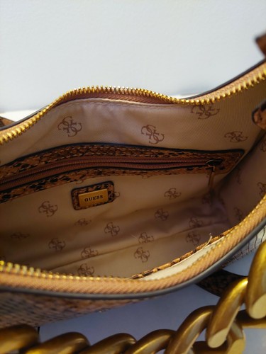 Guess EST 1981 Faux Snakeskin Leather Top Zip Shoulder Crossbody Purse - Picture 7 of 10