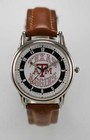 Texas Aggies Logo Watch Mens Water Resist Stainless Silver Leather Brown Quartz