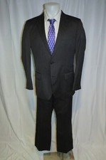 HUGO Hugo Boss Awe/Holl Gray Striped Flat Front Two Button Suit 40S