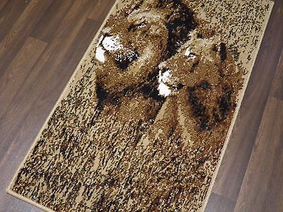 Modern Approx 5x2ft6 80cmx150cm Woven Top Quality Lions Beiges Rugs