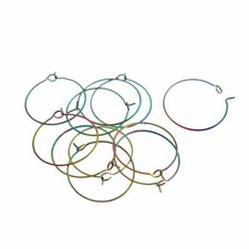 10 Rainbow Electroplated Stainless Earring Wires - Wine Charms Hoops - 25mm