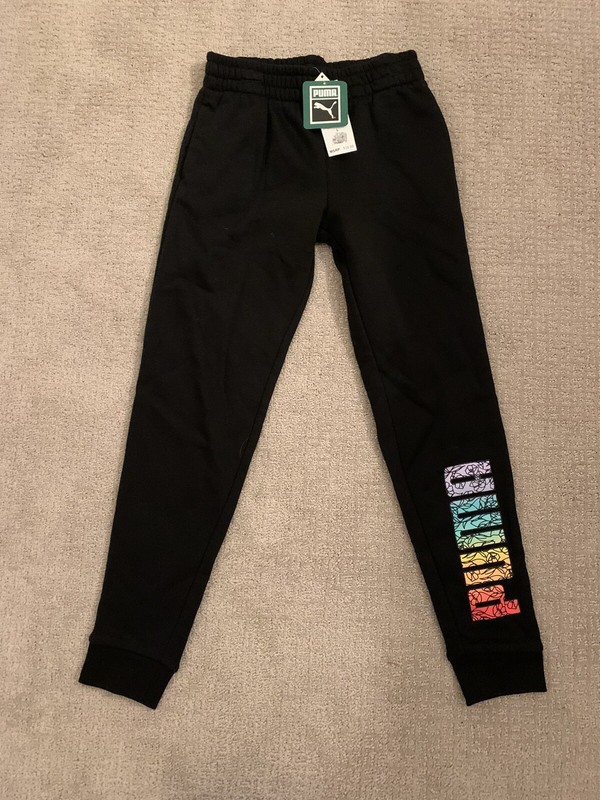 Girls Puma Sweatpants with Rainbow Logo, L
