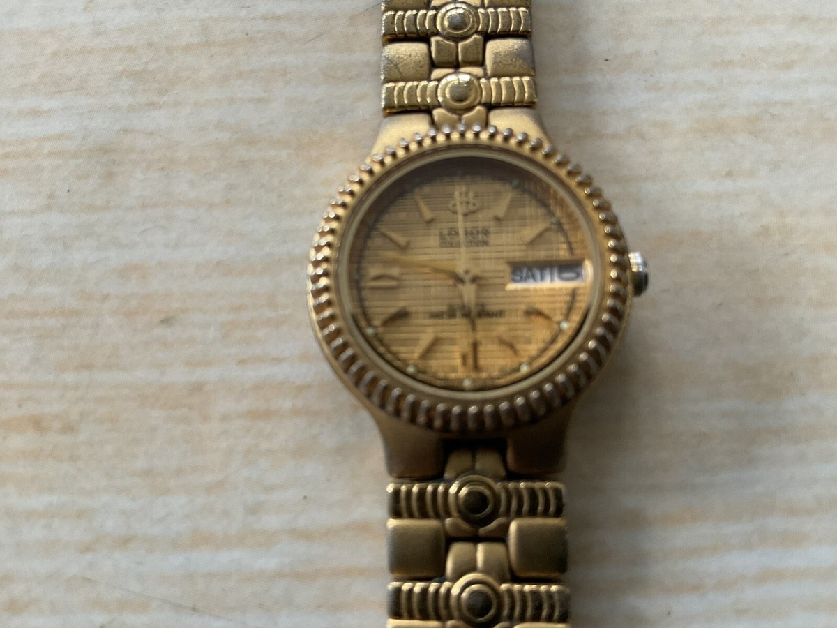 LOBOR Collection 23k gold plate day date WR Ladies Watch GWO