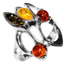 4.4g Authentic Baltic Amber 925 Sterling Silver Ring Jewelry N-A7361 s.6