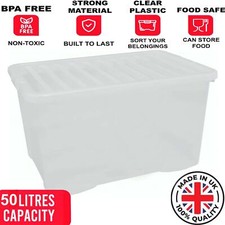 50L Storage Box Clear Plastic Container BPA FREE Home Office Kitchen Toys Shoes