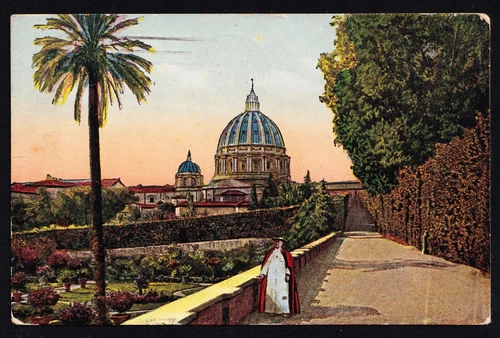 VATICAN CITY . 1937 Postcard  to Zug, Switzerland . Pope Pius XI in Garden