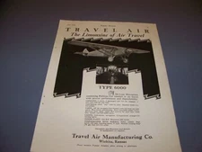 VINTAGE..1928 TRAVEL AIR DELUXE MONOPLANE..ORIGINAL SALES AD...RARE! (473G)