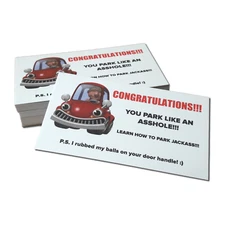 (Qty. 50) Funny Bad Parking Prank Revenge Practical Joke Card, Learn How To Park