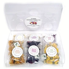 100% Natural Assorted 6 Flowers 12 pcs Teabag Tea Set 6종 꽃 티백차 선물 세트 12 teabags