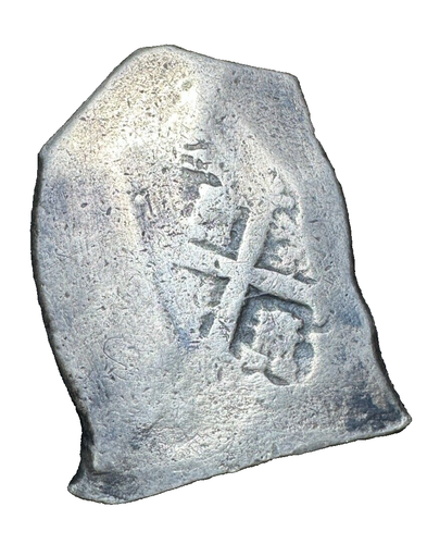 8 Reales Cob Spanish Mexico, Silver River Treasure (Big Long Shape, 26.27g)