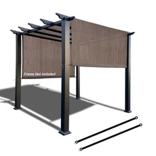 HDPE Permeable Adjustable Pergola Shade Cover w/  Weighted Metal Rods & Paracord