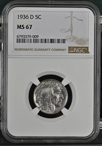 1936 D Buffalo Nickel NGC MS-67