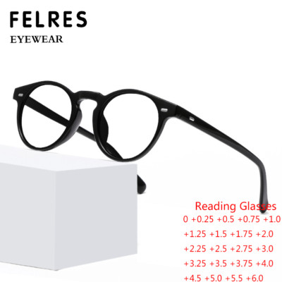 Men Women Round Retro Blue Light Blocking Reading Glasses Clear Lens Glasses New