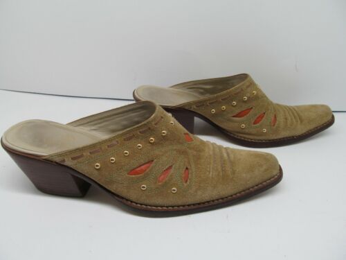 Cole Haan Tan Snip Toe Mules Clogs Slip On Studded Booties Size US 9.5 B - Picture 1 of 12