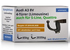 ANHÄNGERKUPPLUNG abnehmbar für Audi A3 8V 16-20 +7polig E-Satz ABE