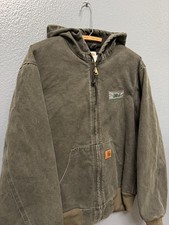 Vintage Carhartt J25 MOS Moss Green Zip Hooded Jacket Size Medium Men s