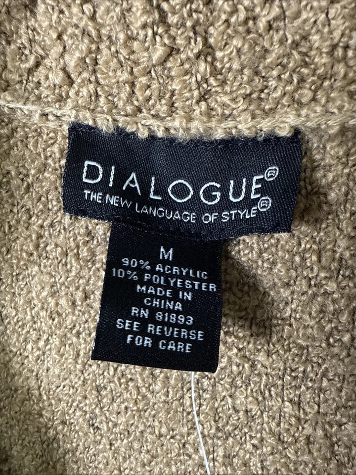 Dialogue Mujer Suéter Largo Tostado Tejido Cárdigan Plumero Talla M Texturizado L/S Puños Foto 3 de 4