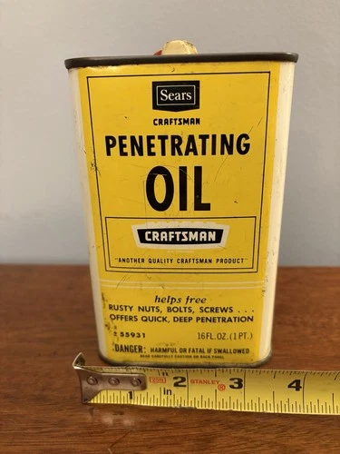 Vintage SEARS CRAFTSMAN PENETRATING OIL 55931 Advertising Can 16oz 1 Pint Empty