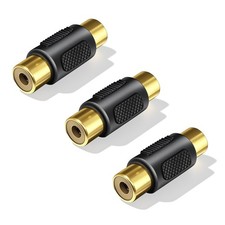 EZYUMM 3-Pack Gold Plated RCA Female to Coupler, Audio Video Black