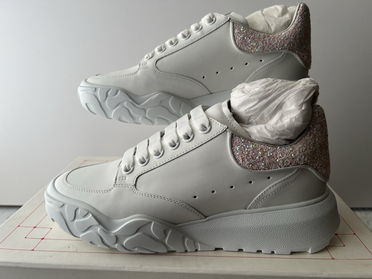 Alexander Mcqueen Court Trainer Leather & Glitter Sneaker Women