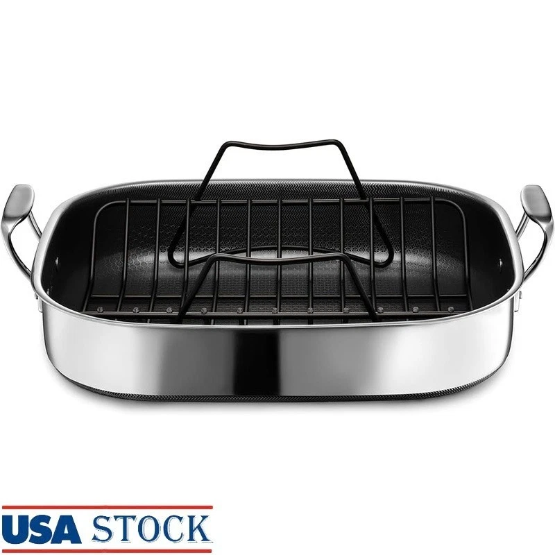 Hybrid Roasting Pan Nonstick Tri-Ply Construction Oven Induction Dishwasher Safe