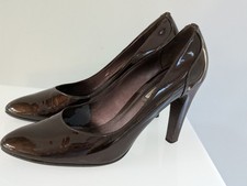 via spiga shoes Sz 7 Brown Pump Heels Patent Man Made Material