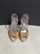 Bally Size EU 39 US 8.5 Beige Nude Suede Slingback Heels Sandals Women's Shoes