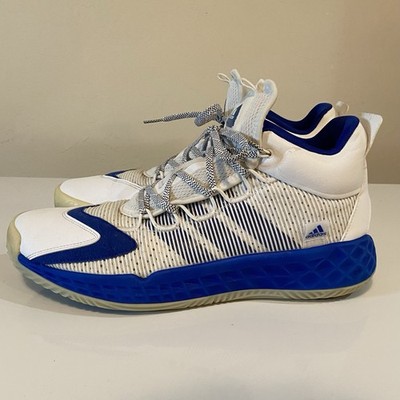 Adidas Pro Boost Mid 2020 Mens Sz 12 White & Royal Blue Basketball Athletic Shoe