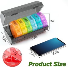 Weekly Pill Organizer 4 Times a Day, Large Pill Box 7 Day Daily Pill Case wit...