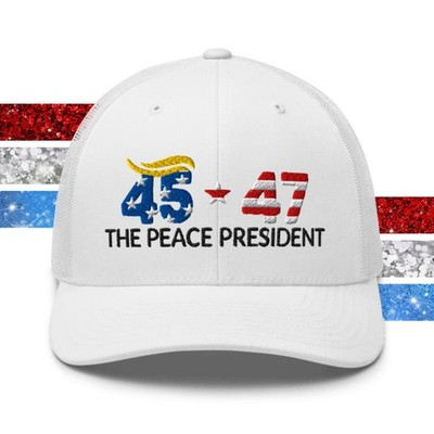Retro Trucker Hat ''Trump The Peace President'' American Freedom Values Cap