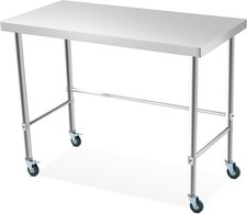 Stainless Steel Table with Casters 24'' x 48" Commercial Kitchen Prep Work Table