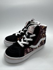 Vans Off the Wall SK8 Black White Floral Girl Kids Size 7 High Top New