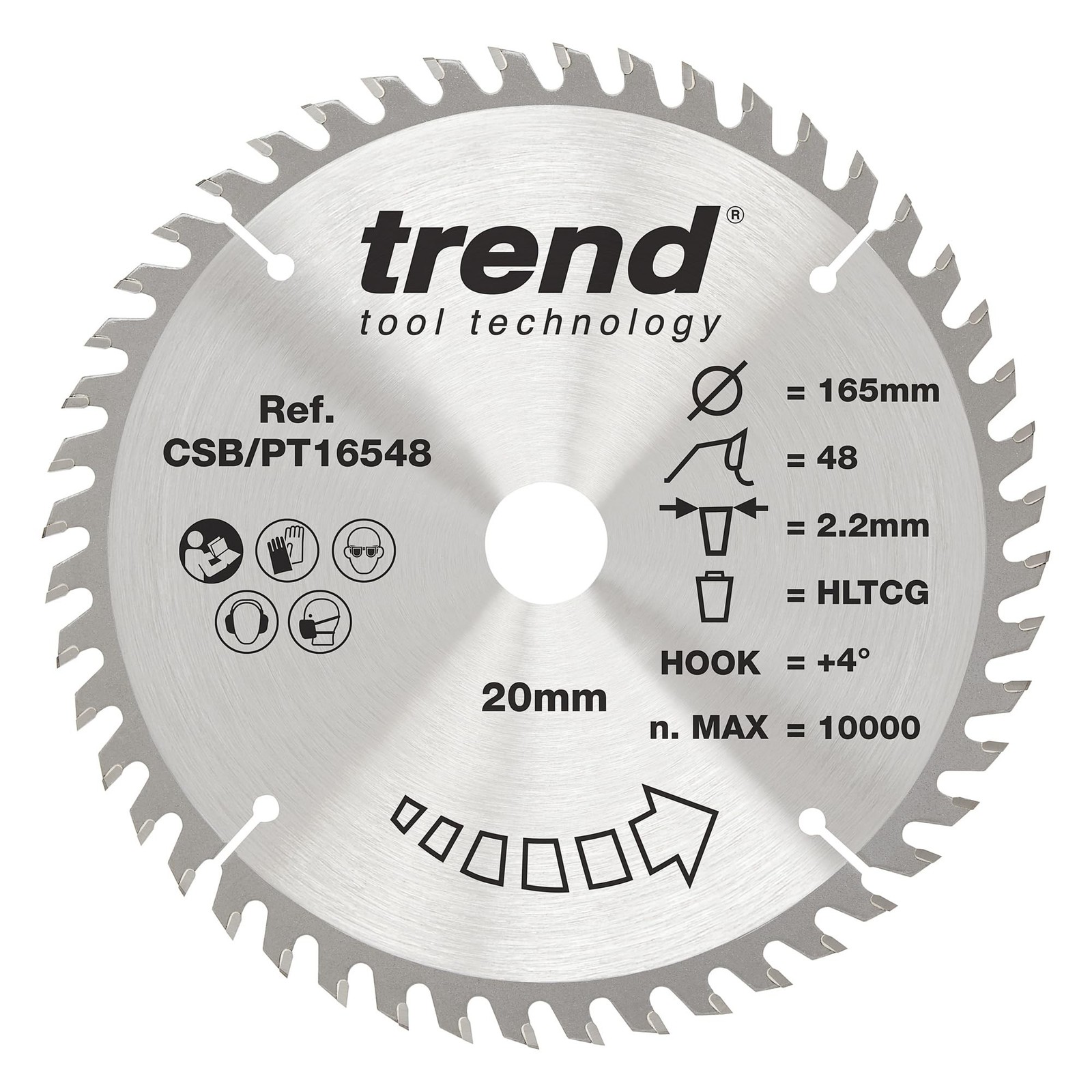 Trend Laminate & HPL Circular Saw Blade, 165mm Diameter, 20mm Bore, 48 Teeth,...