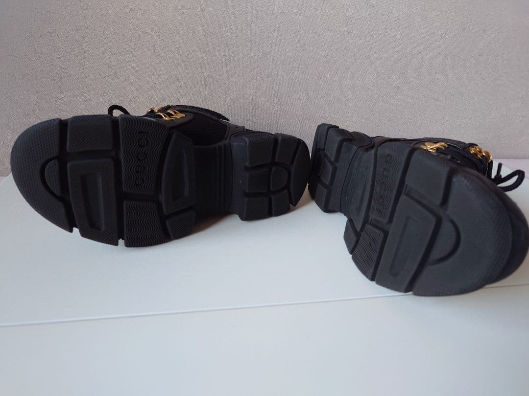 Auth Gucci Leather Black Flashtrek Low cut Sneakers Logo EU35 US5 UK2 Women thumbnail 9