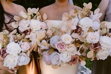 Artificial Rose Wedding Bridesmaid Bouquets White Cream Gold Mauve - Set of 4