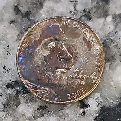 Toned 2005 Jefferson Nickel 5C Copper-Nickel Bison Reverse
