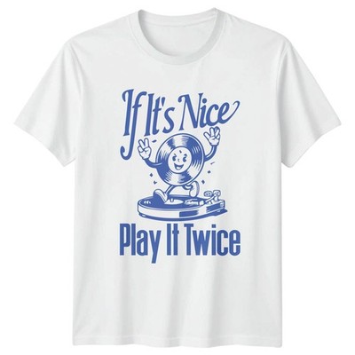 If Its Nice Play It Twice T-Shirt Retro Vinyl Musikliebhaber Geschenk für Sie und Ihn