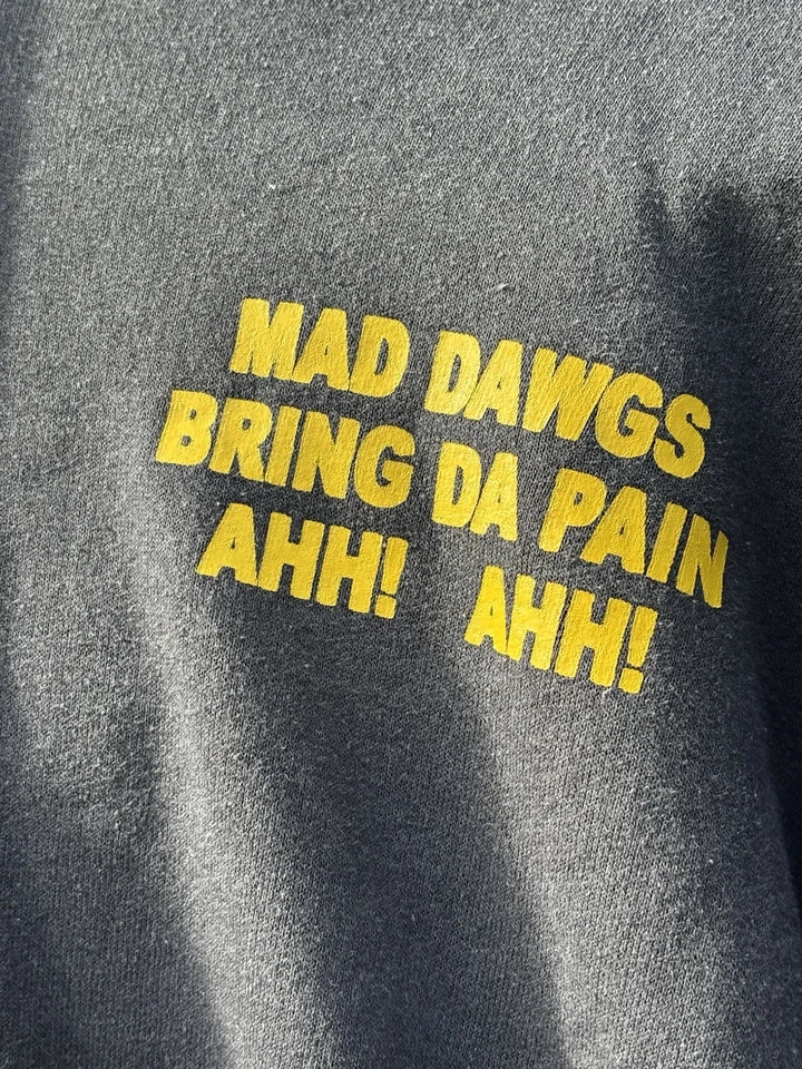 Sudadera con Capucha Vintage Mad Dawgs Hanes ComfortBlend L Negra Militar Gráfico Bulldog Años 90 Foto 4 de 4