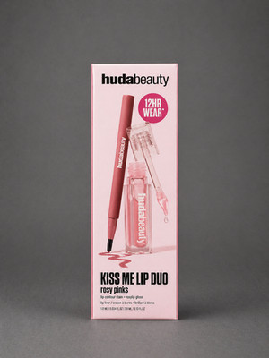 Huda Beauty Kiss Me Lip Duo Rosy Pinks   Lip Contour & Lip Gloss Set