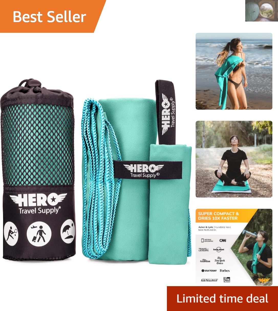 Aquamarine Ultra-Soft Microfiber Towel Set 24x48 with Free Washcloth