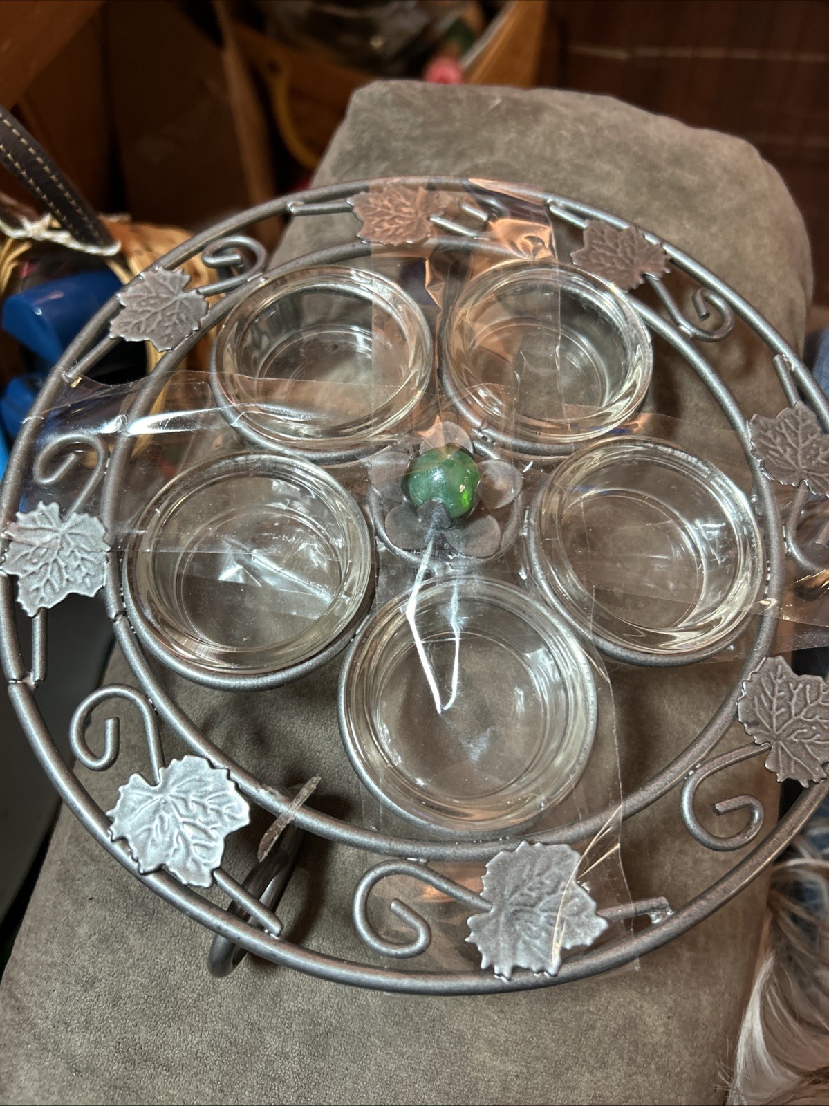 Metal And Glass 8 Inch Wide. Excellent  Used Condition