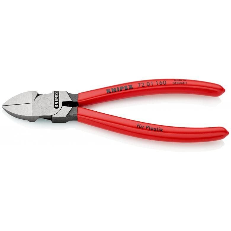 Pince coupante diagonale pour plastiques avec poignées bimatière rouge et bleu de 160 mm