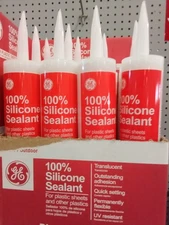 12X 100% Silicone Sealant GE 10.1oz -12x case Clear-sealed tested! LOT- ex 8/24