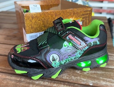 Monster Jam Truck Grave Digger shoes Toddler Size 12 Light Up Vintage NEW