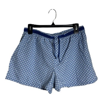 Esprit Women s Blue Mosaic Print Sleep Lounge Shorts M Retro Y2K Casual Preppy