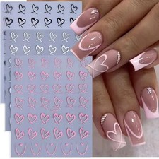 6Pcs Heart Nail Art Stickers Decals, Valentine&rsquo;s Day Heart Valentines Style-4