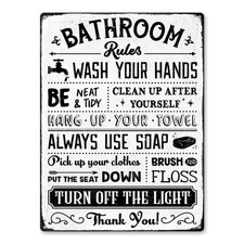 Funny Bathroom Rules Signs, Rustic Toilet Wall Decor, Restroom Sign Quote Alu...