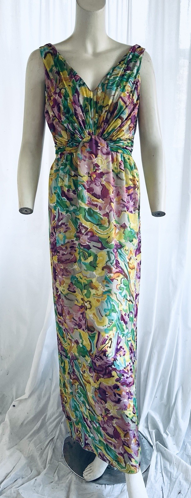 Vintage Missoni Floral V Neck Ethereal Silk Maxi Dress