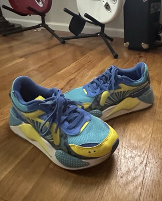NWOB PUMA RS-X 'Hard Drive' Boys Athletic Shoes in Blue & Yellow SELECT SZ 6.5C