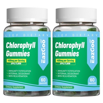 EAZGOO 2 Pack Chlorophyll Gummies for Body Odor 60 Count (Pack of 2)